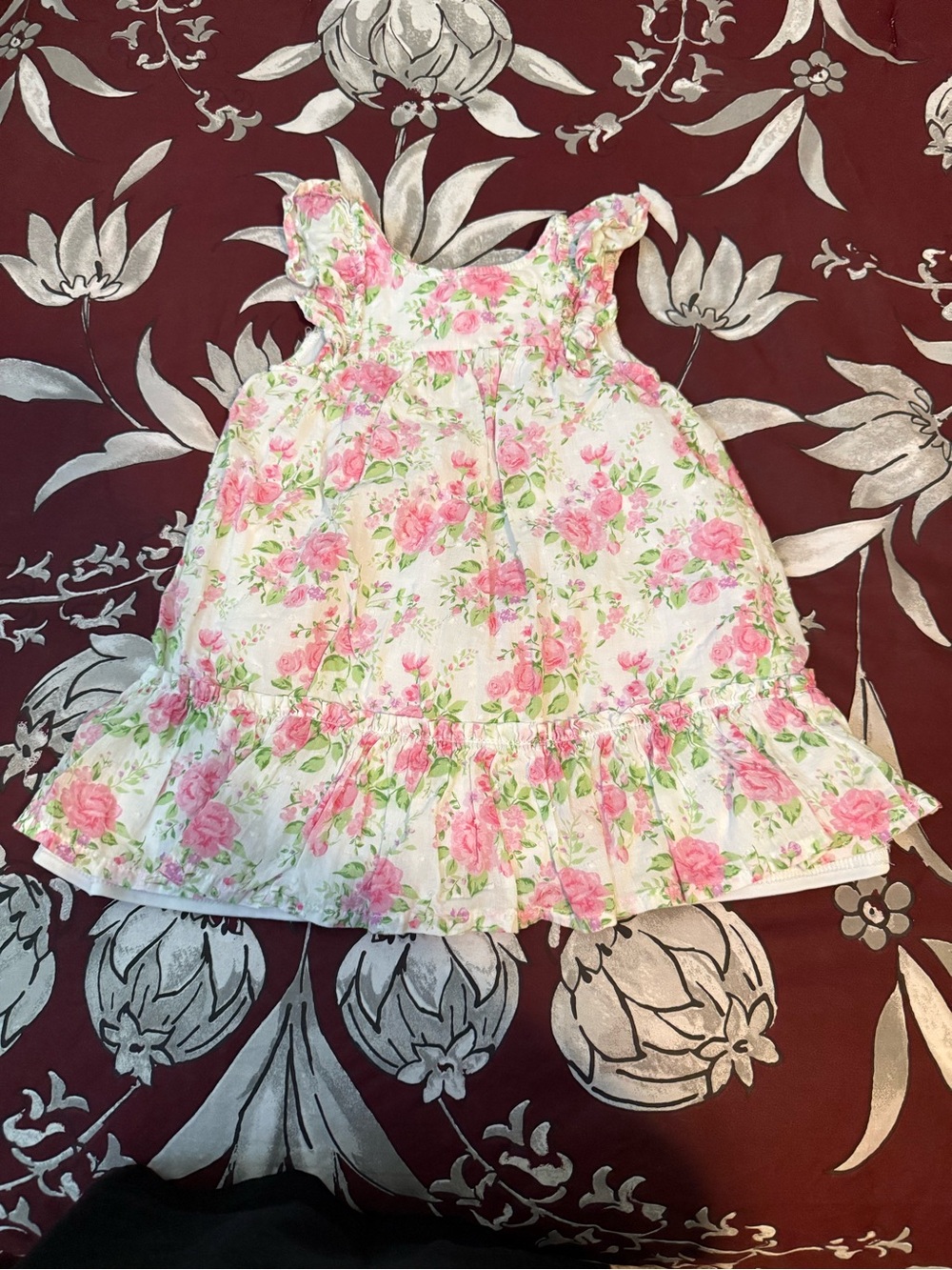 Baby Essentials White Dress with Pink Floral Print